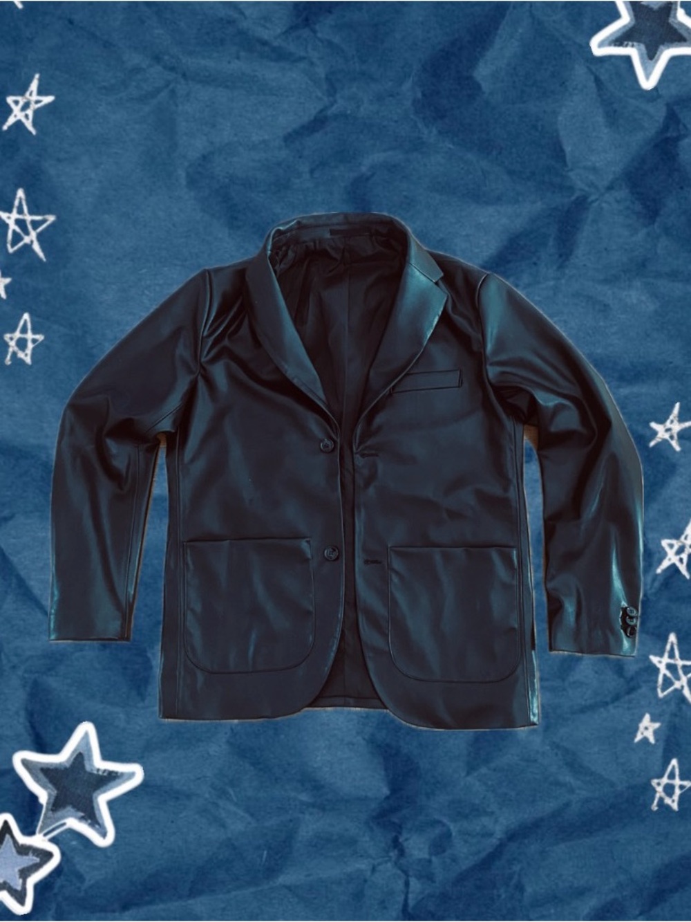 H&M Black Leather-Look Blazer